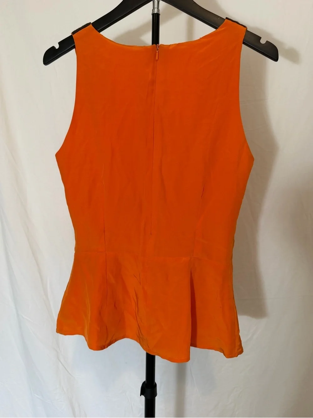 Eva Franco Orange Sleeveless Bow Accent Peplum Blouse Top Size 6